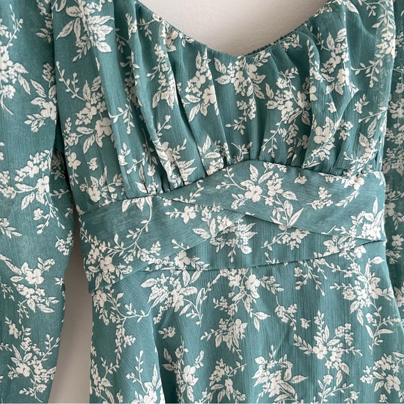 Thirty/Thirty green white Floral Off-The-Shoulder mini Dress Women’s size M - Picture 2 of 10